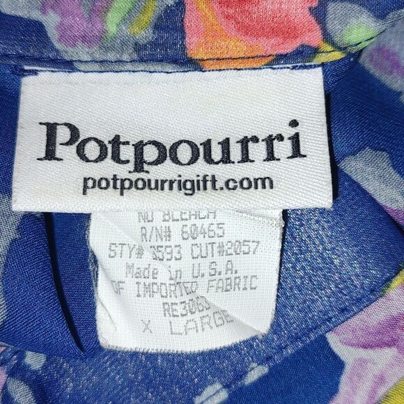 Potpourri Vintage sheer blue floral button down blouse  Sz XL EUC - Picture 4 of 4